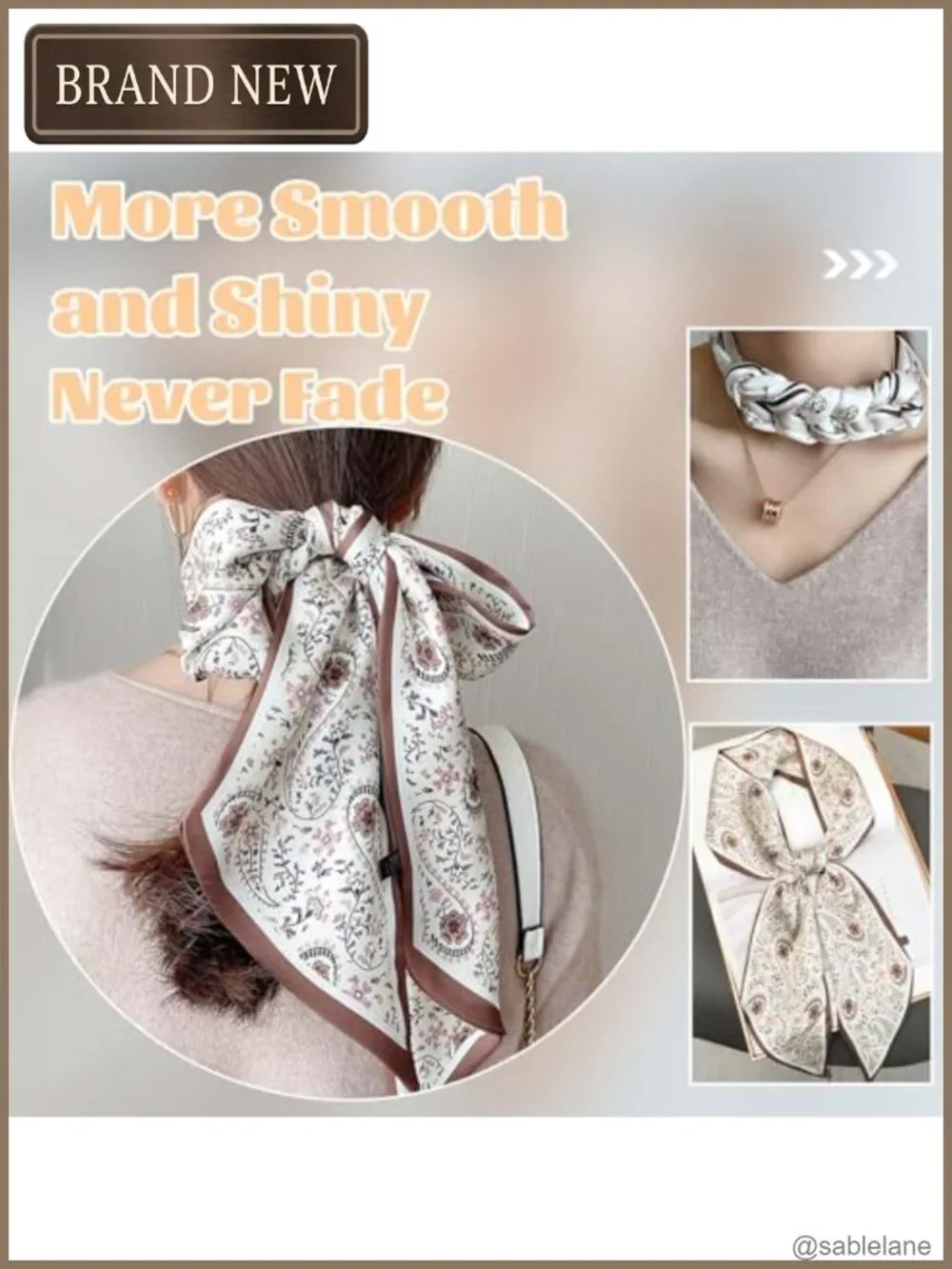 Satin Silk-Like Long Fashion Scarf for Neck, Hair, Bag, Gift